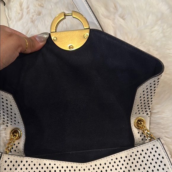 Sandro Chic Cream/White Perforated Crossbody Bag - Picture 8 of 14